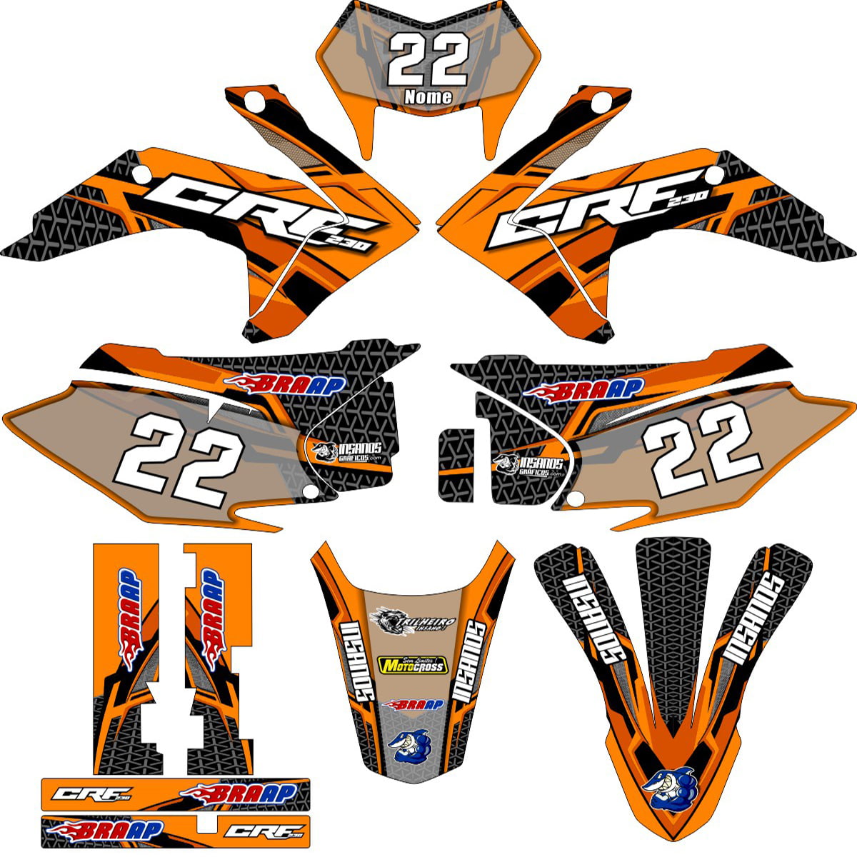 Kit adesivos Gráficos para CRF-230 2015 a 2021 - Premium Espessura 0.50mm - A1