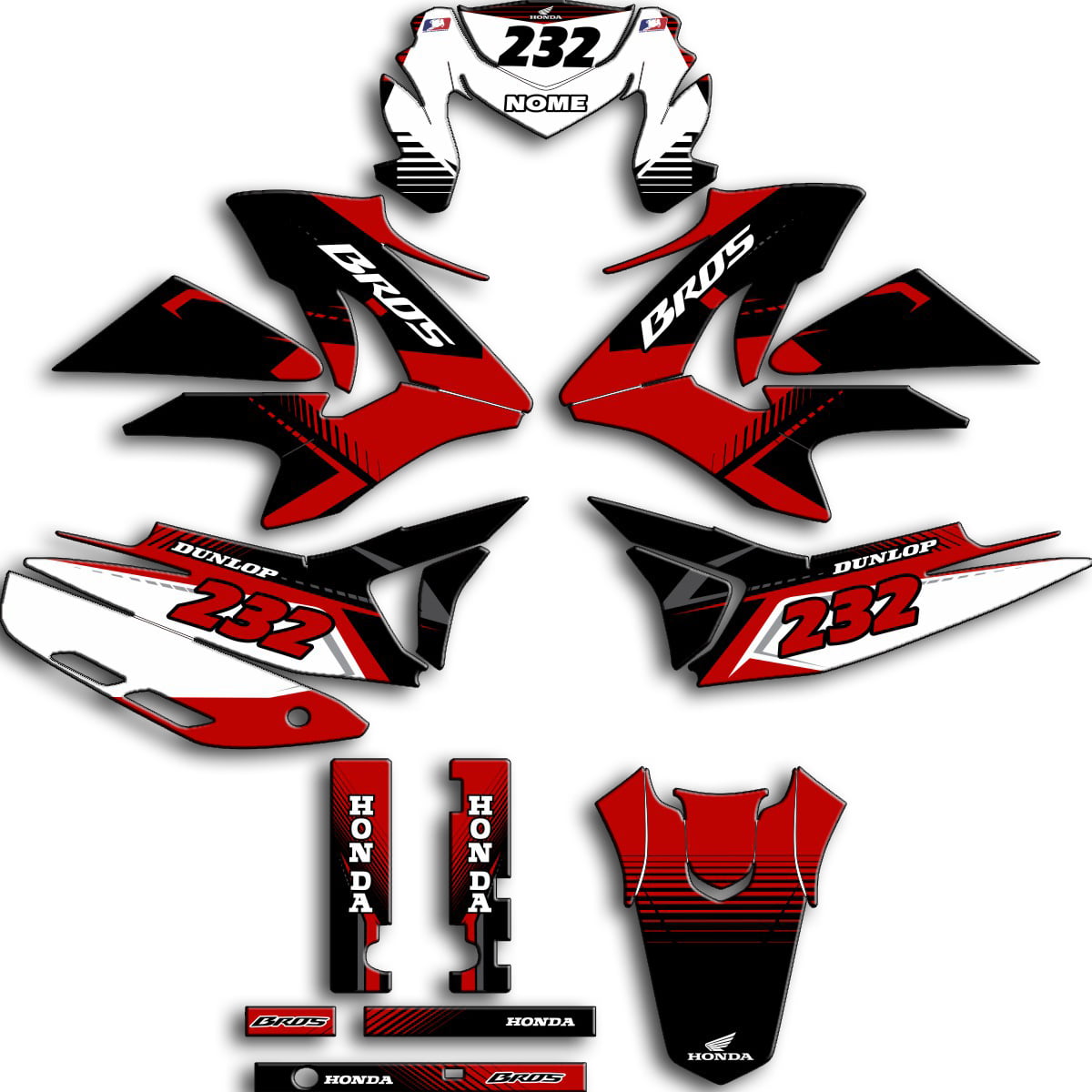 Kit adesivos Gráficos para Bros-160 - Start Espessura 0.20mm - BROS-160-BROS-05C