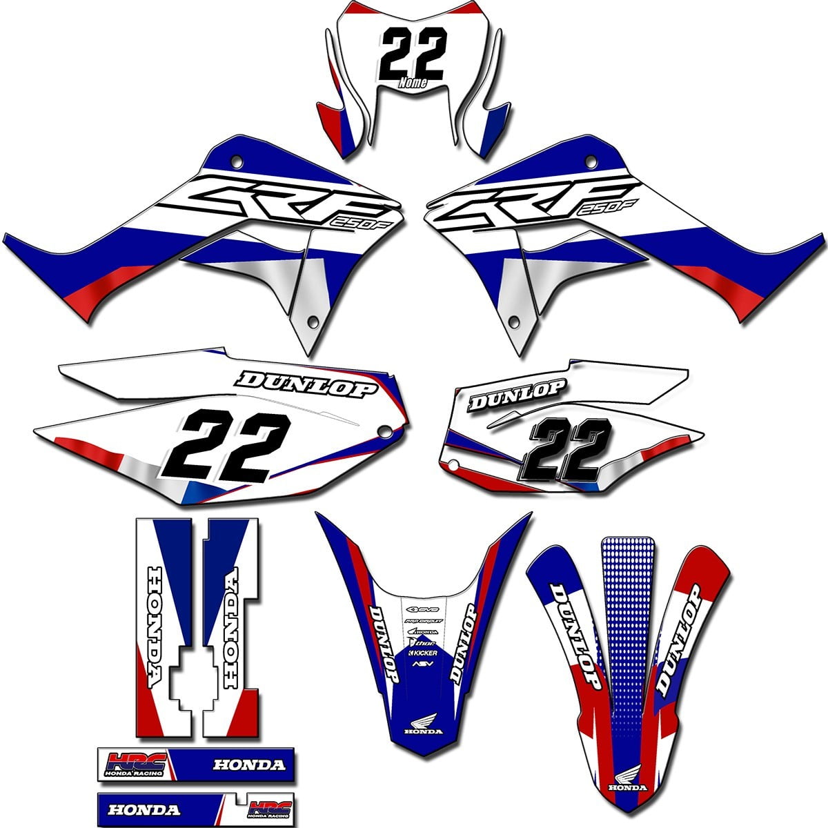 Kit adesivos Gráficos para CRF-250F - Start Espessura 0.20mm - CRFN-119