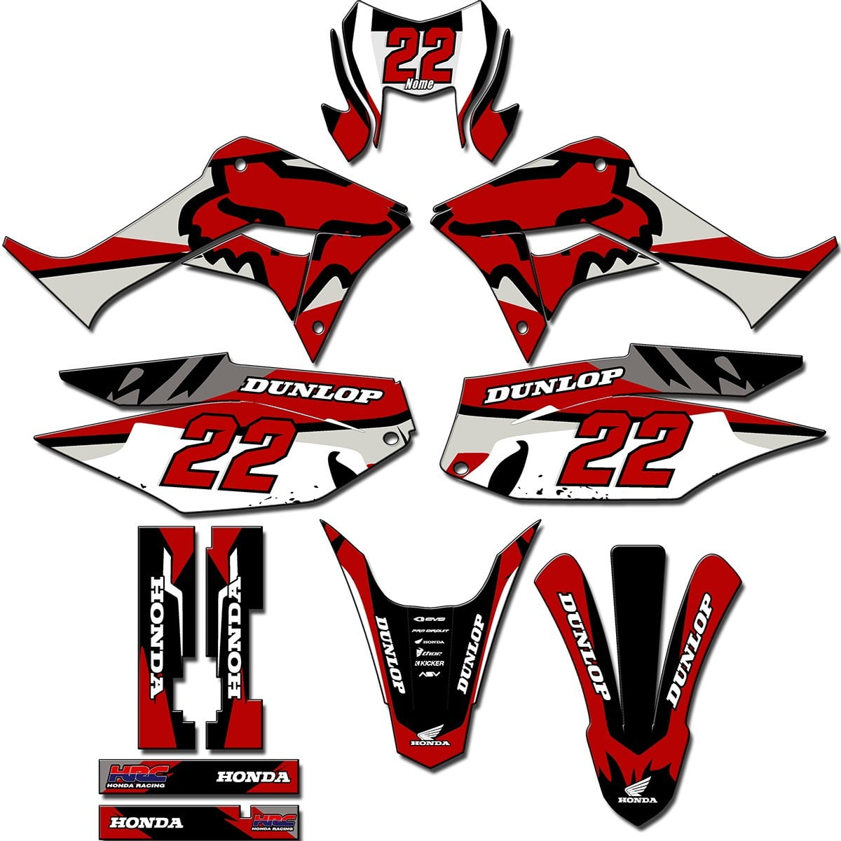 Kit adesivos Gráficos para CRF-250F - Start Espessura 0.20mm - CRFN-124