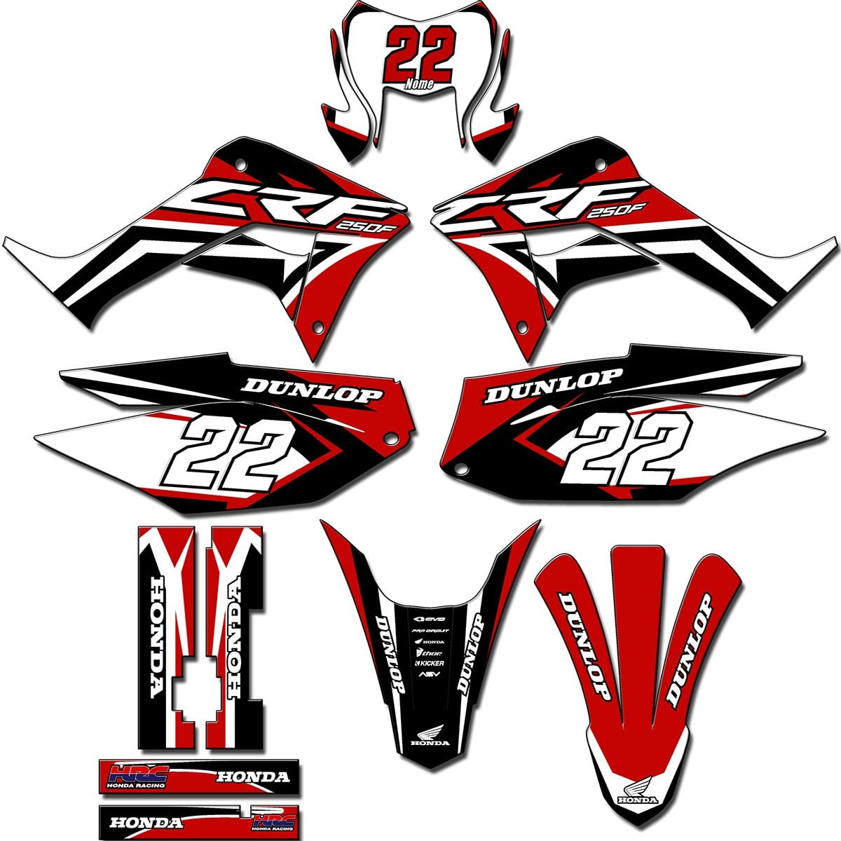 Kit adesivos Gráficos para CRF-250F - Start Espessura 0.20mm - CRFN-86