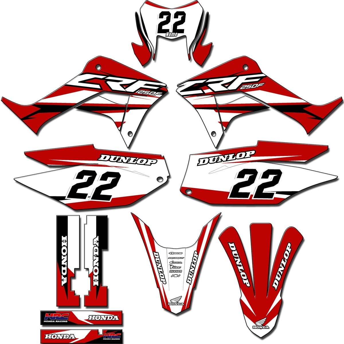 Kit adesivos Gráficos para CRF-250F - Start Espessura 0.20mm - CRFN-88