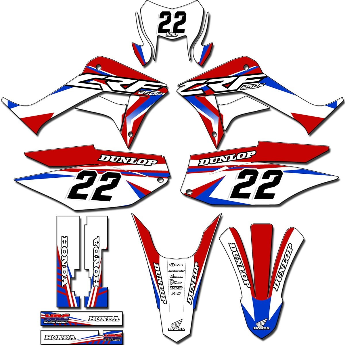 Kit adesivos Gráficos para CRF-250F - Start Espessura 0.20mm - CRFN-89