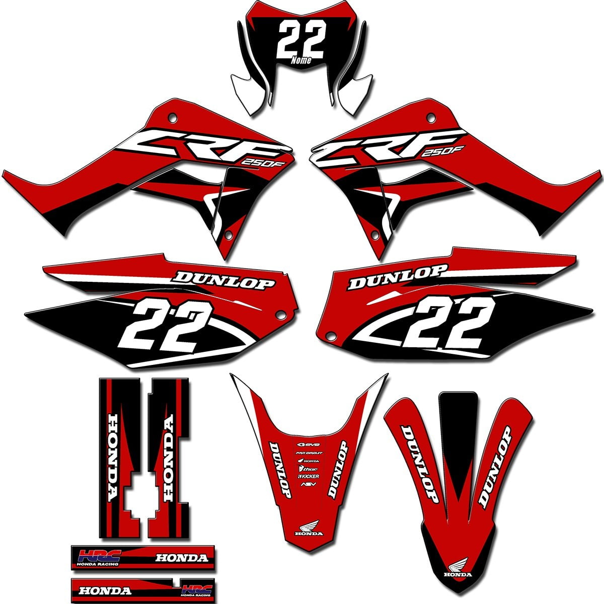 Kit adesivos Gráficos para CRF-250F - Start Espessura 0.20mm - CRFN-90