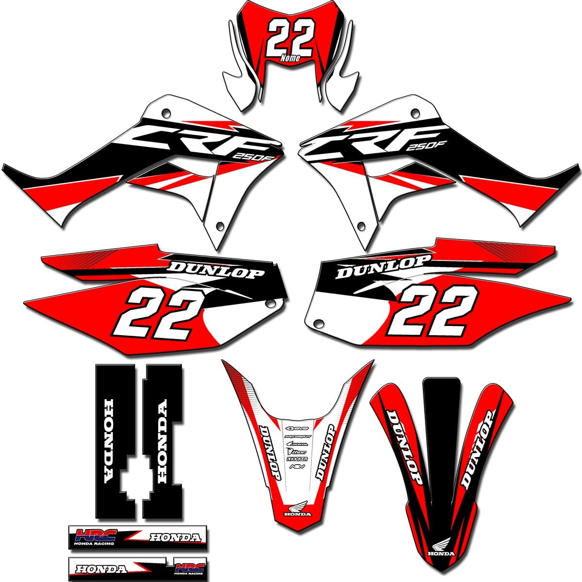 Kit adesivos Gráficos para CRF-250F - Start Espessura 0.20mm - CRFN-98