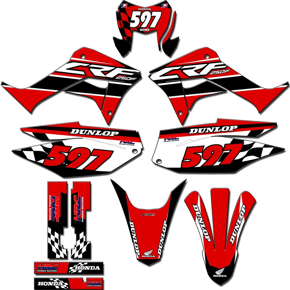 Kit adesivos Gráficos para CRF-250F - Start Espessura 0.20mm - CRFN-14