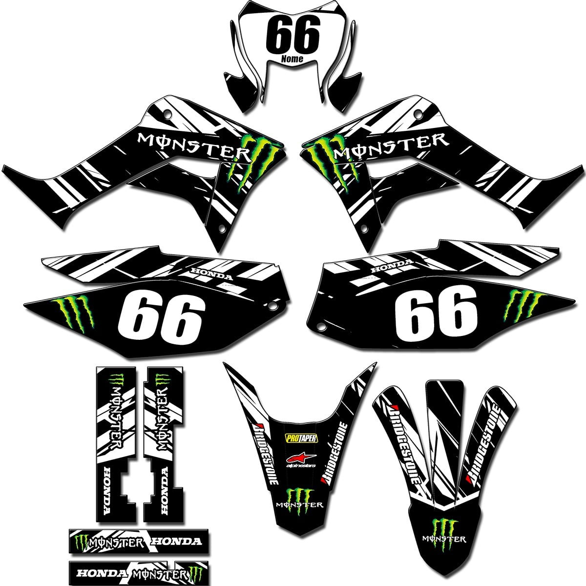 Kit adesivos Gráficos para CRF-250F - Start Espessura 0.20mm - CRFN-18