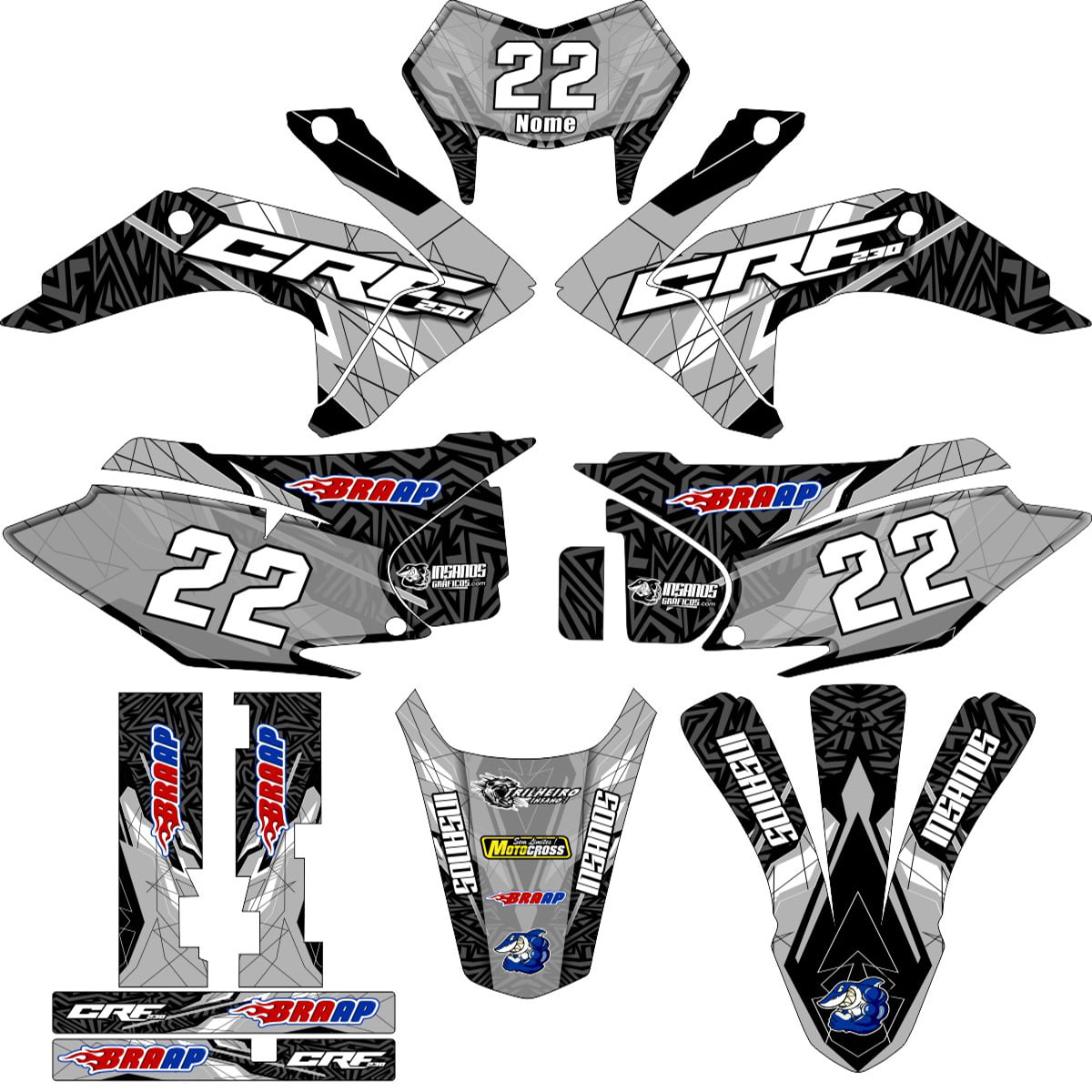 Kit adesivos Gráficos para CRF-230 2015 a 2023 - Start Espessura 0.20mm - A10