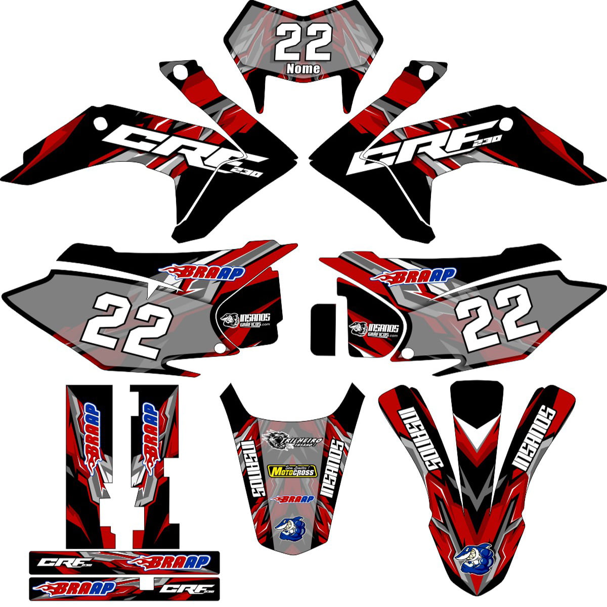 Kit adesivos Gráficos para CRF-230 2015 a 2021 - Start Espessura 0.20mm - A13