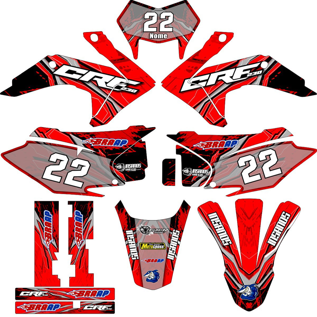 Kit adesivos Gráficos para CRF-230 2015 a 2021 - Start Espessura 0.20mm - A141