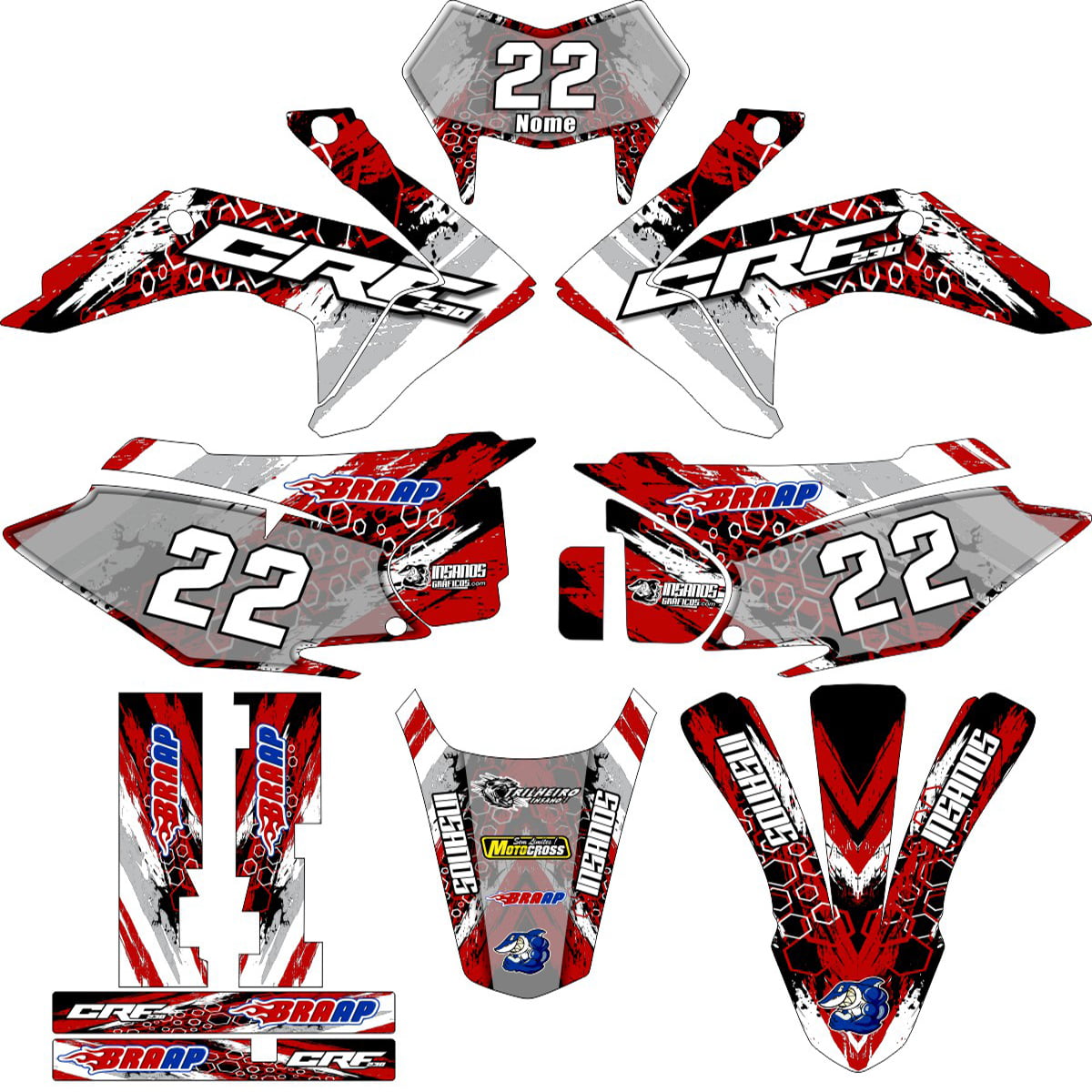 Kit adesivos Gráficos para CRF-230 2015 a 2021 - Start Espessura 0.20mm - A18