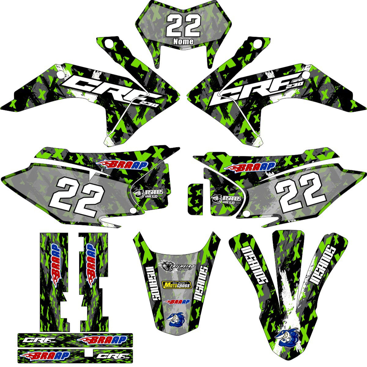 Kit adesivos Gráficos para CRF-230 2015 a 2021 - Start Espessura 0.20mm - A26