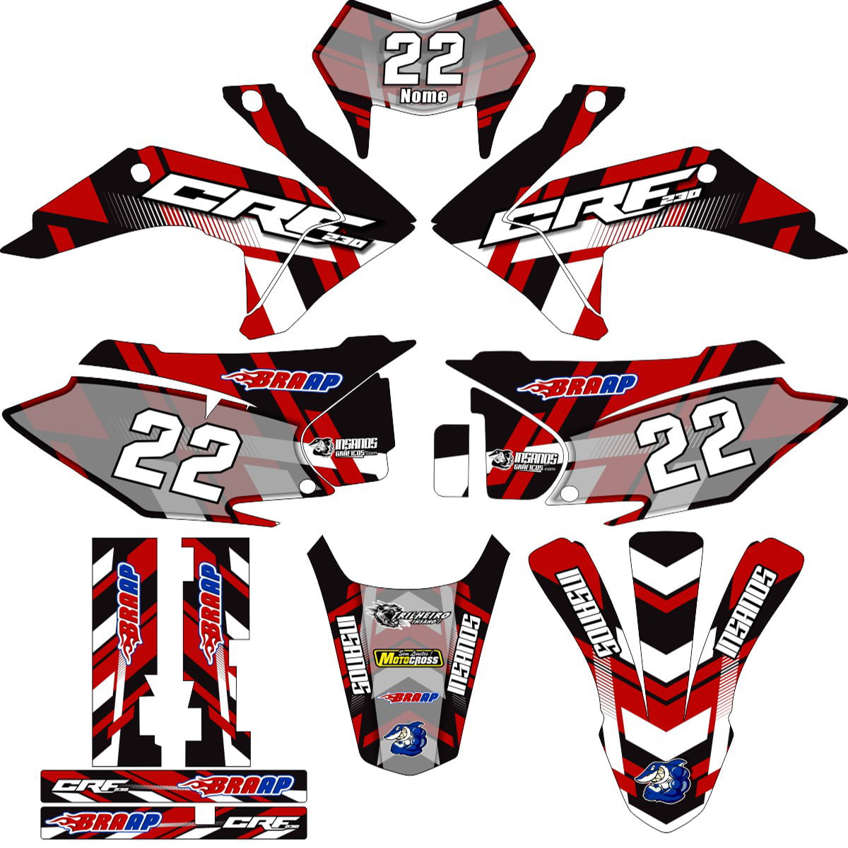 Kit adesivos Gráficos para CRF-230 2015 a 2021 - Start Espessura 0.20mm - A32