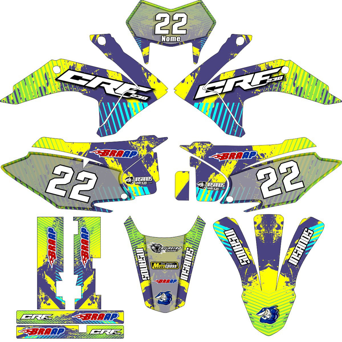 Kit adesivos Gráficos para CRF-230 2015 a 2021 - Start Espessura 0.20mm - A36