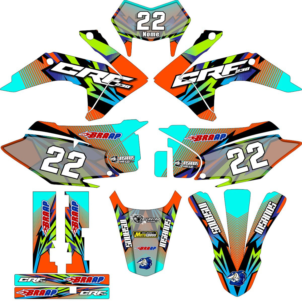 Kit adesivos Gráficos para CRF-230 2015 a 2021 - Start Espessura 0.20mm - A64