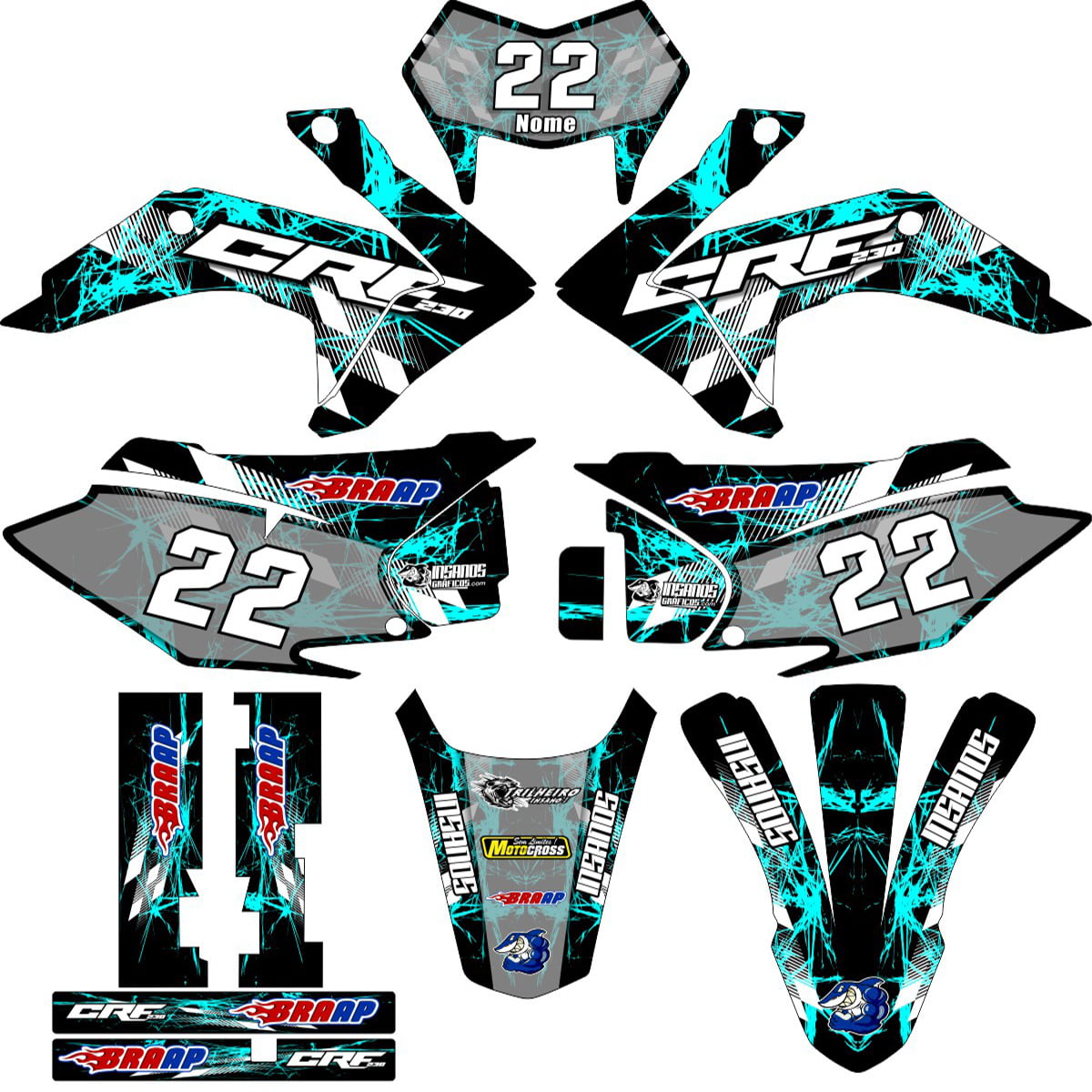 Kit adesivos Gráficos para CRF-230 2015 a 2021 - Start Espessura 0.20mm - A91