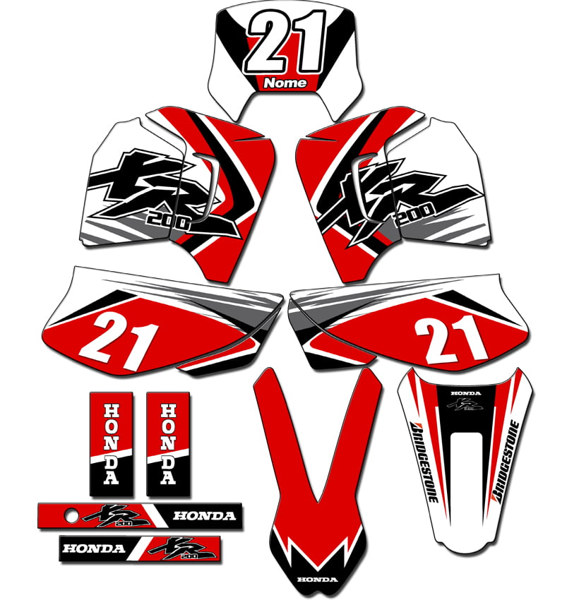 Kit Adesivo Moto De Trilha XR 200 - Azul e Vermelho