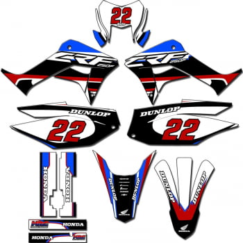 Kit adesivos Gráficos para CRF-250F - Start Espessura 0.20mm - CRFN-102